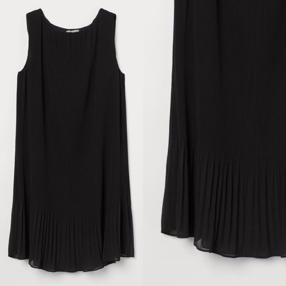 H&M black pleated mini dress